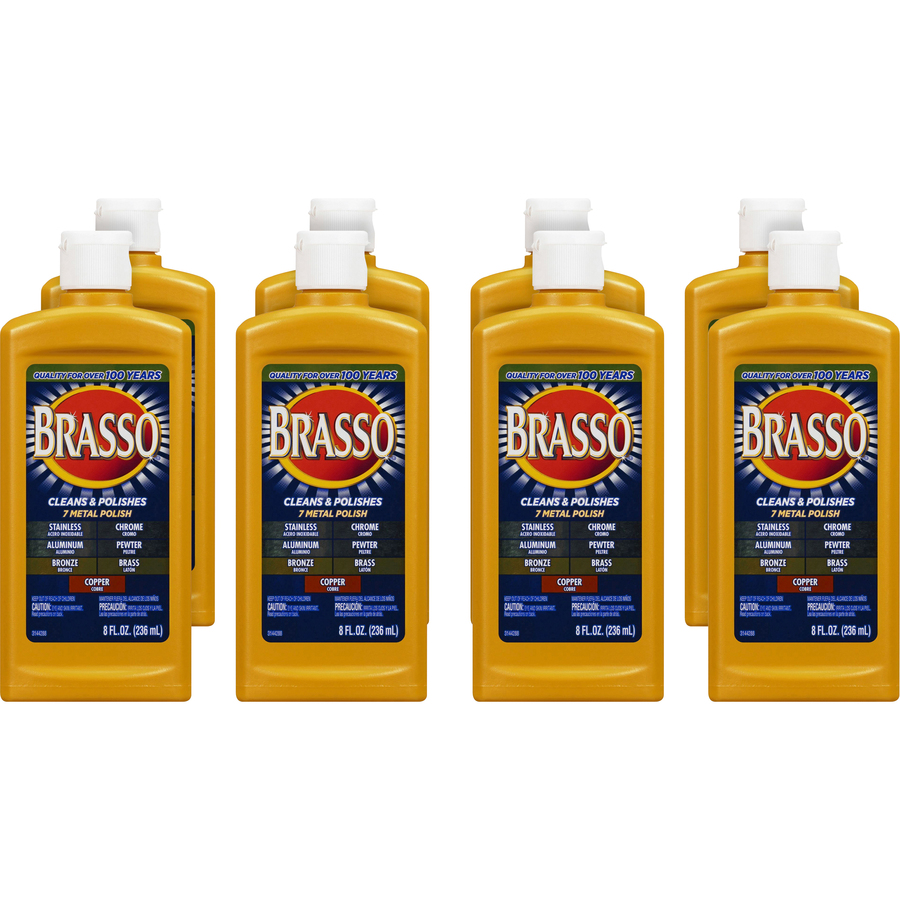 Brasso Metal Polish - Liquid - 8 fl oz (0.3 quart)Bottle RAC89334CT, RAC  89334CT - Office Supply Hut